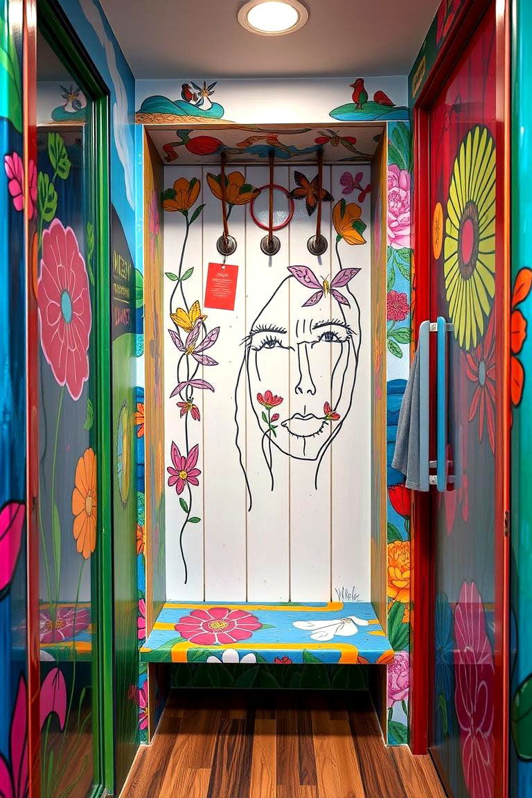 Artistic Hand Painted Coat Closet - 24 Coat Closet Ideas