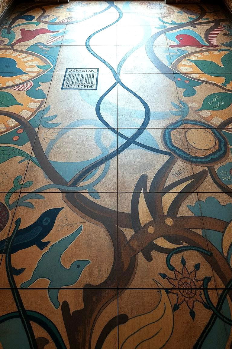 Artistic Hand Painted Concrete - 24 Concrete Floor Design Ideas