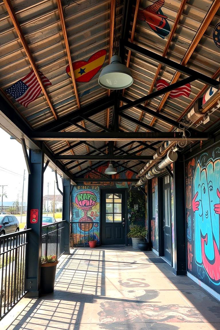 Artistic Industrial Expression - 24 Metal Roof Porch Design Ideas