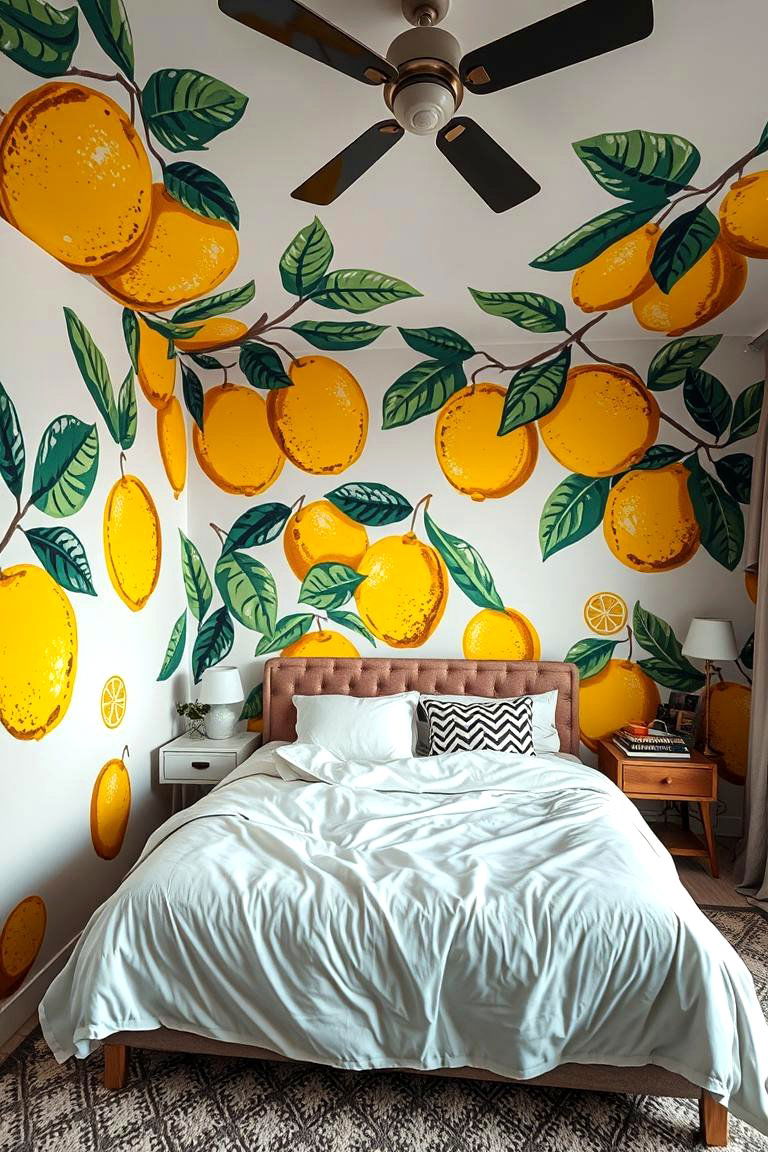 Artistic Lemon Murals - 24 Lemon Bedroom Ideas