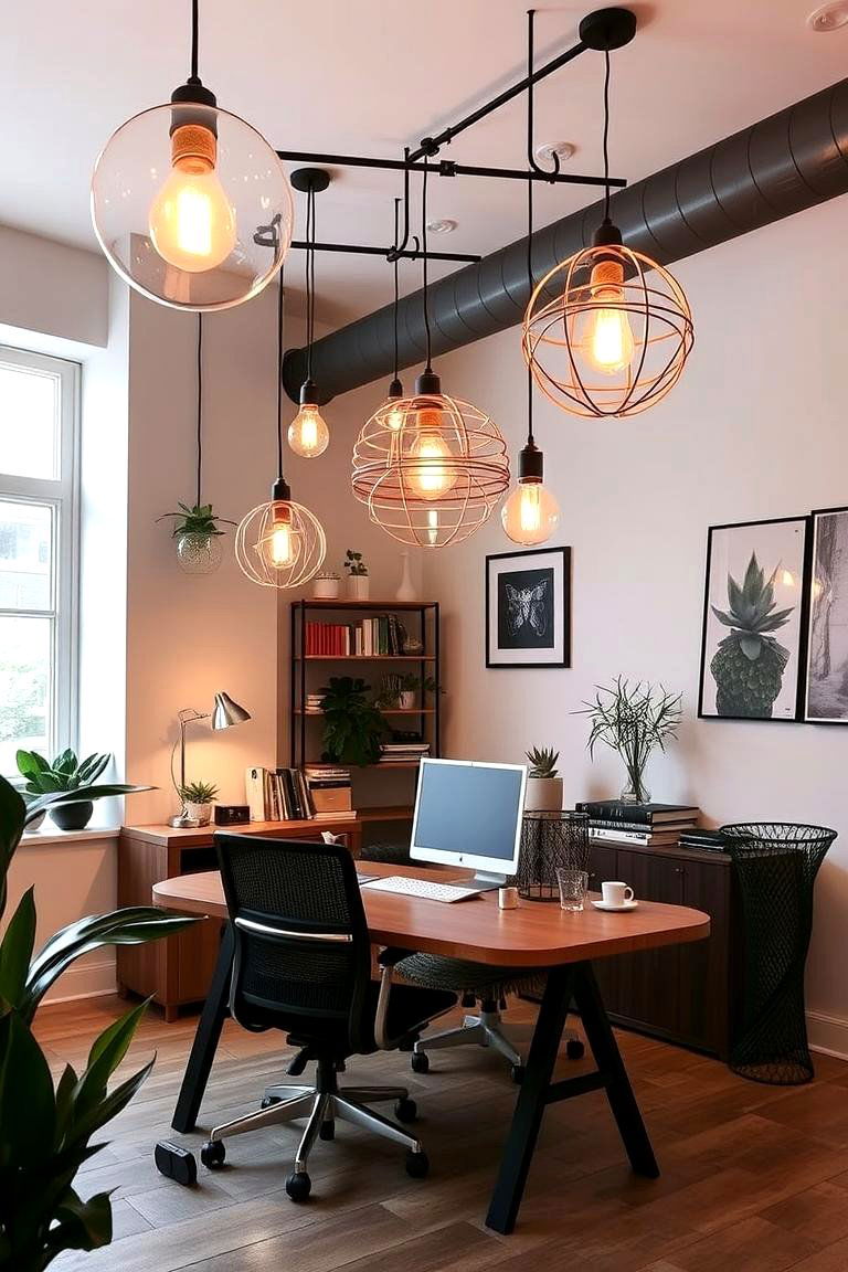 Artistic Light Fixtures as Decor - 24 Home Office Lighting Ideas