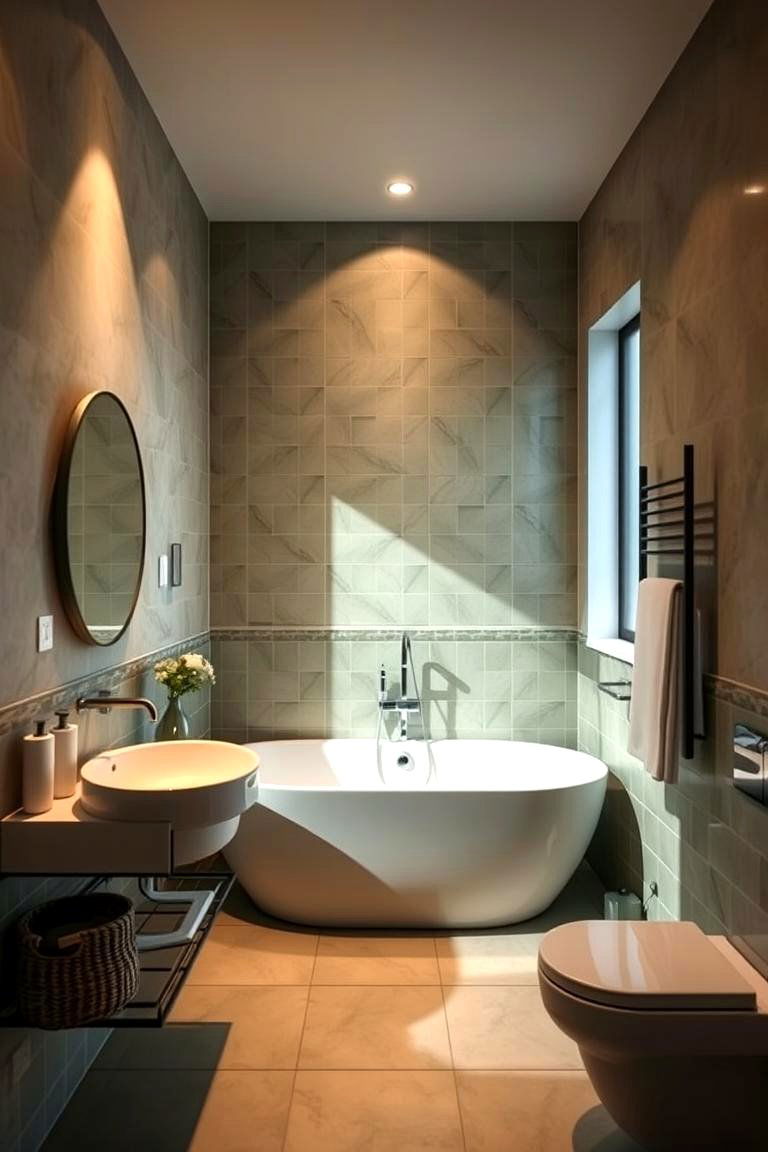 Artistic Lighting Effects - 24 Sage Green and Cream Bathroom Ideas
