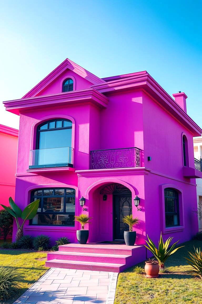 Artistic Magenta Mix - 24 Pink House Exterior Ideas
