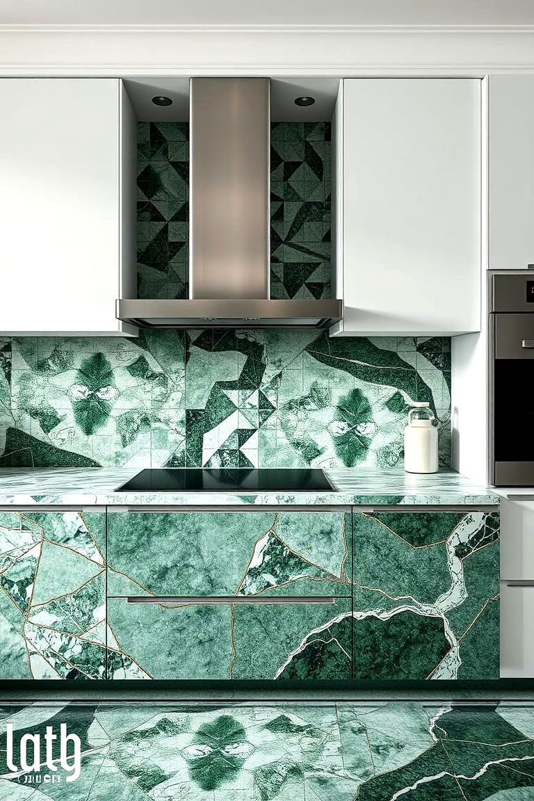 Artistic Marble Mosaic - 24 Green Marble Countertop Design Ideas