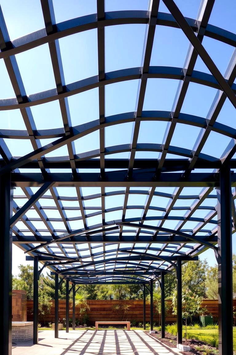 Artistic Metal Pergola - 24 Small Patio Pergola Ideas