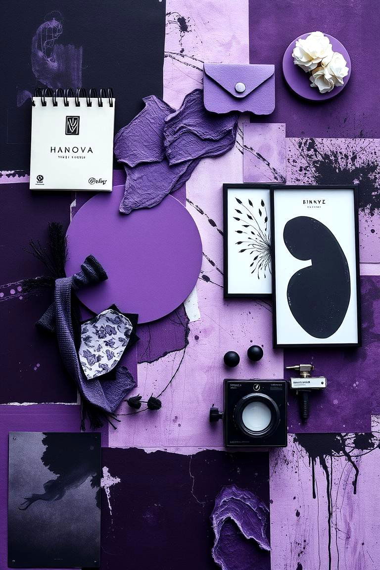 Artistic Monochrome Fusion - 24 Dark Purple Bedroom Ideas