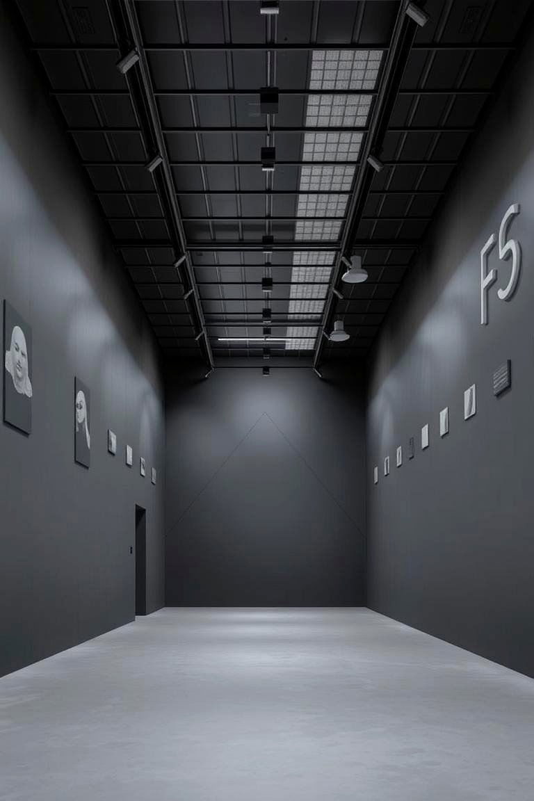 Artistic Monochrome Fusion - 24 Black Ceiling With Grey Walls