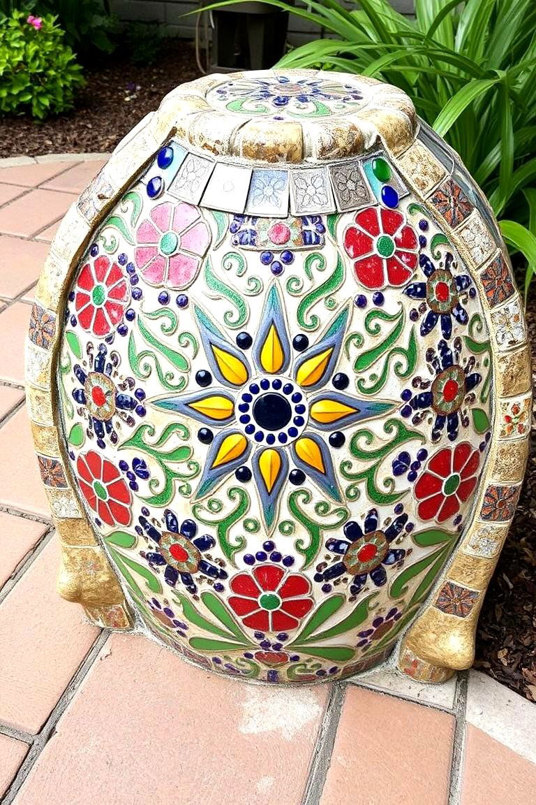 Artistic Mosaic Accent - 24 Front Yard Patio Ideas
