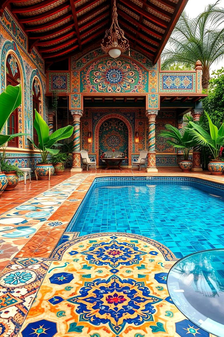 Artistic Mosaic Accents - 24 Pool Patio Ideas