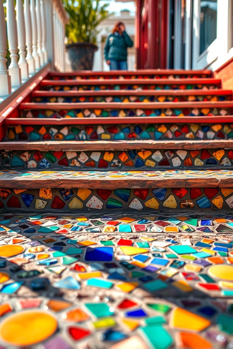 Artistic Mosaic Deck Steps - 24 Deck Steps Ideas