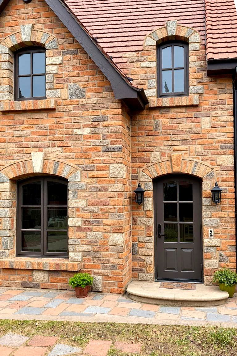 Artistic Mosaic Detail - 24 Brick Houses With Stone Accents