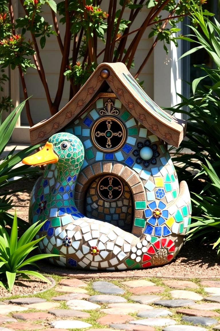 Artistic Mosaic Duck Home - 24 Duck House Ideas