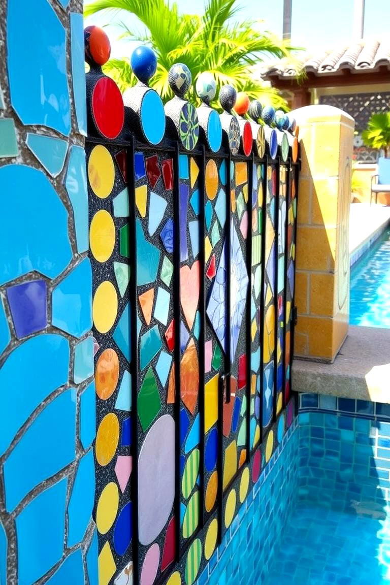 Artistic Mosaic Fencing - 24 Pool Fence Ideas