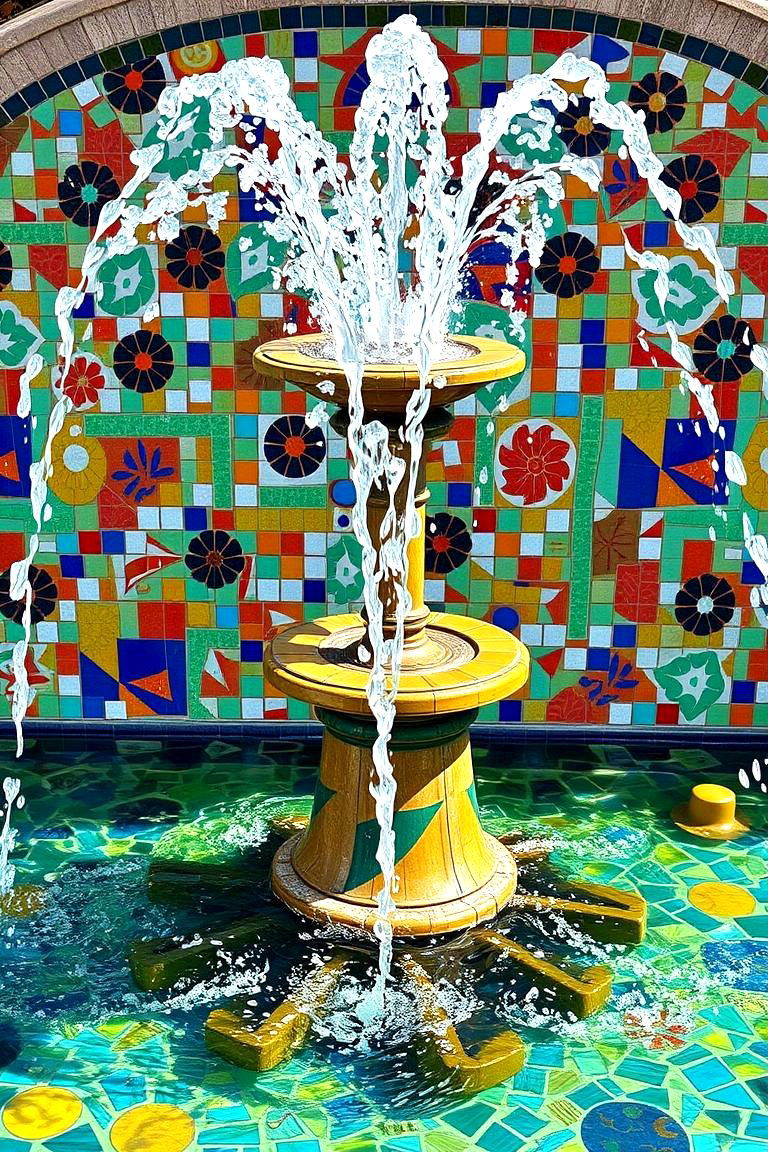 Artistic Mosaic Fountain - 24 Pool Fountain Ideas