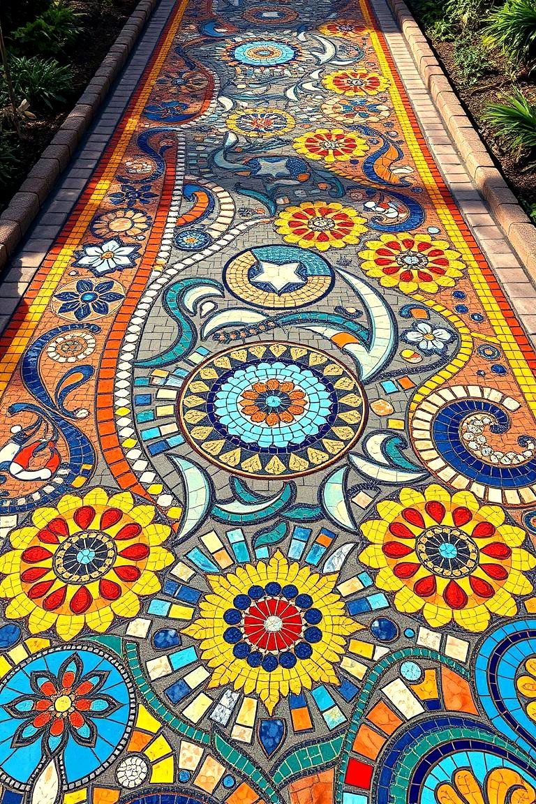 Artistic Mosaic Inlay - 24 driveway entrance ideas