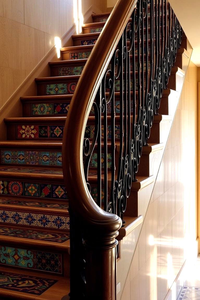 Artistic Mosaic Inlays - 24 Stair Railing Ideas