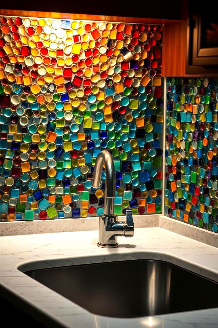 Artistic Mosaic Lighting - 24 Kitchen Sink Lighting Ideas