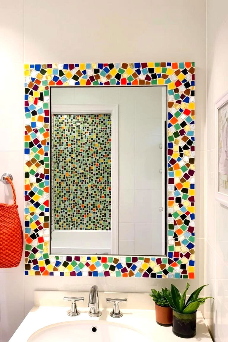 Artistic Mosaic Mirror - 24 Quirky Bathroom Ideas