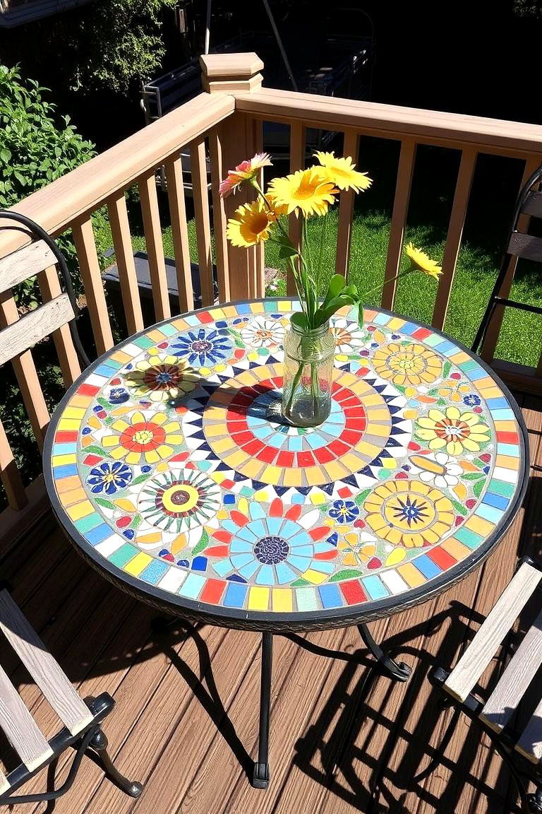 Artistic Mosaic Patio Table - 24 Deck Furniture Ideas