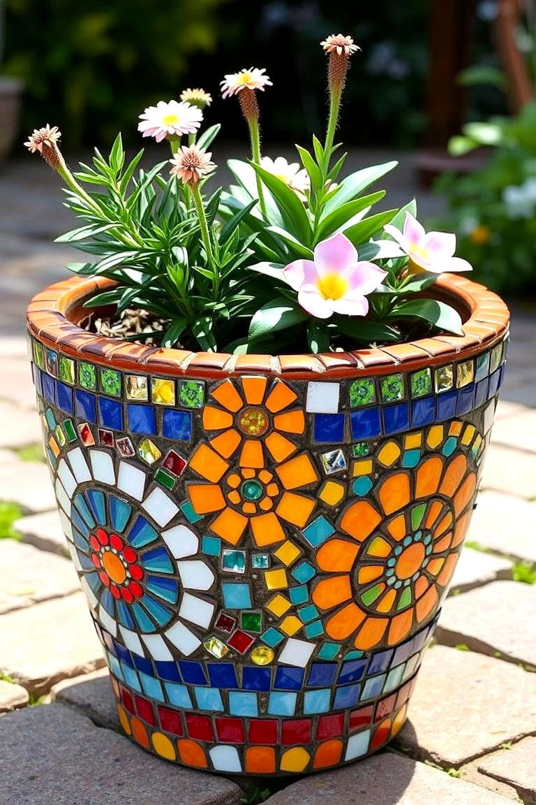 Artistic Mosaic Planter Design - 24 Garden Centerpiece Ideas