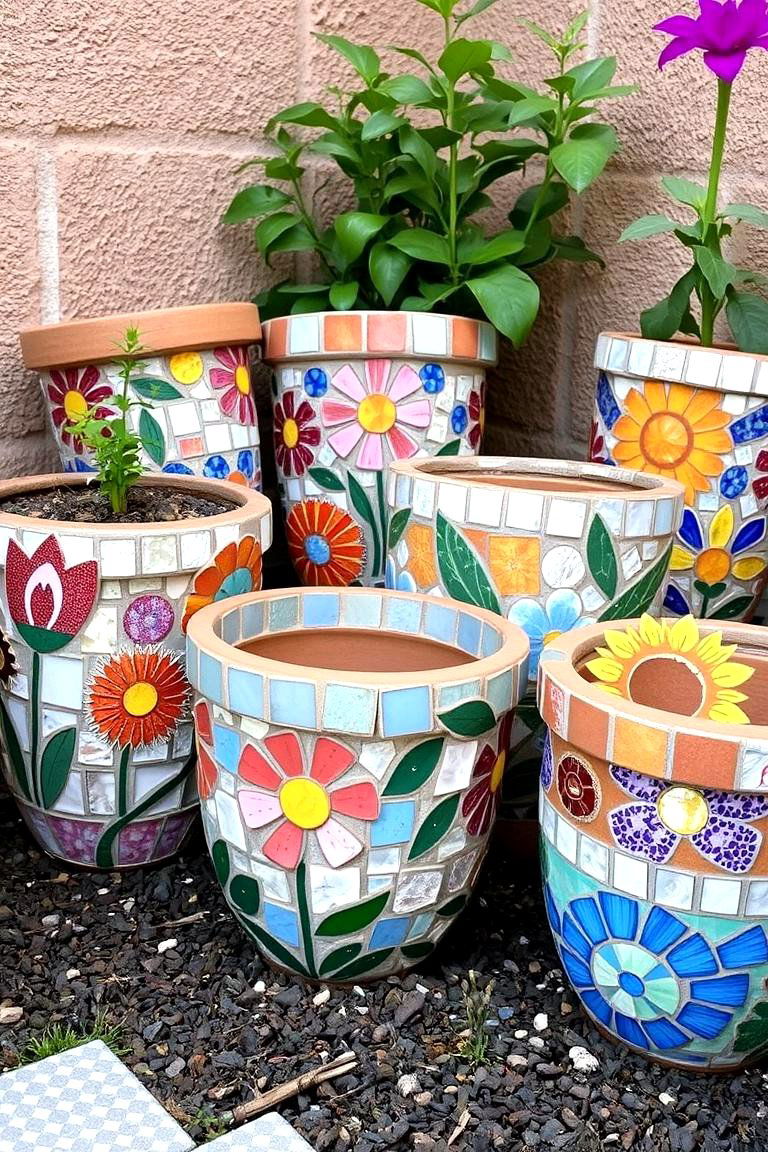 Artistic Mosaic Pots - 24 Corner Garden Ideas With Pots