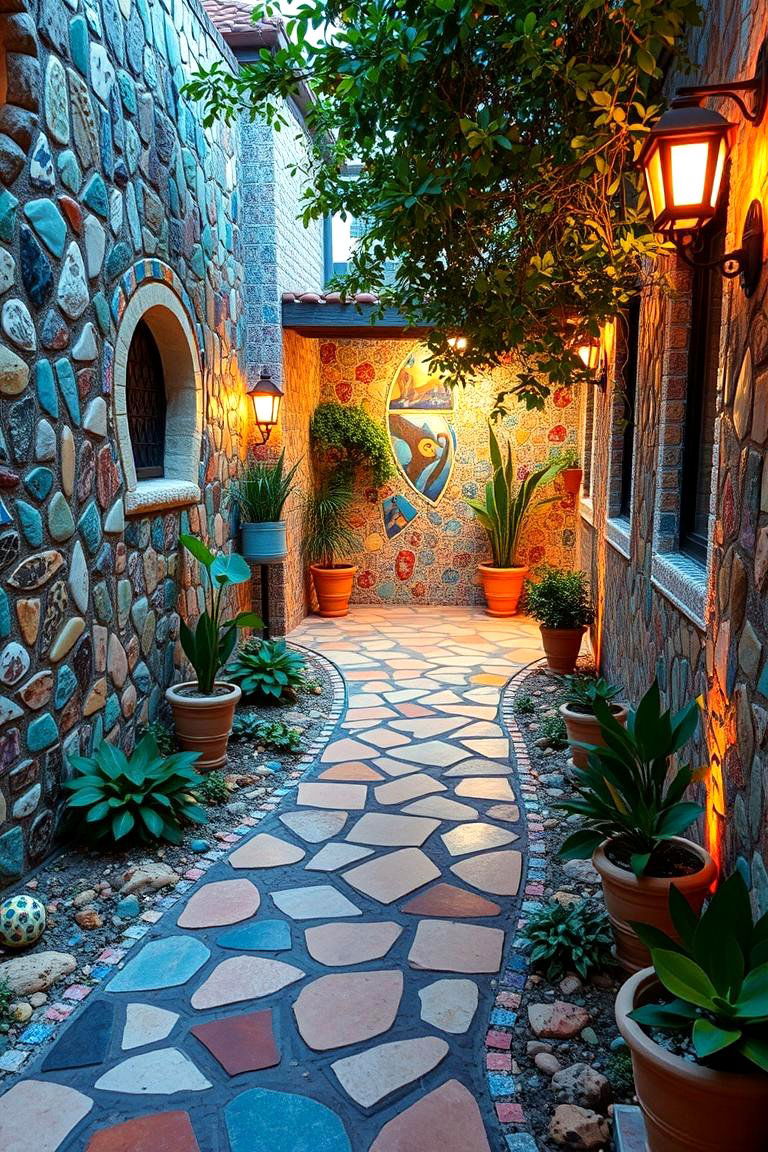 Artistic Mosaic Sanctuary - 24 Sunken Patio Ideas