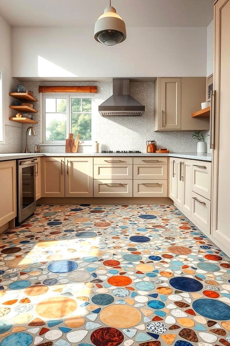Artistic Mosaic Terrazzo - 24 Terrazzo Kitchen Floor Ideas