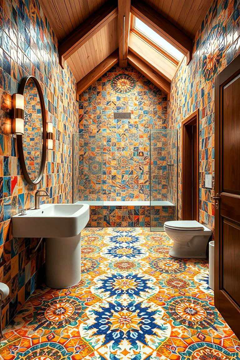 Artistic Mosaic Tile Designs - 24 Barndominium Bathroom Ideas