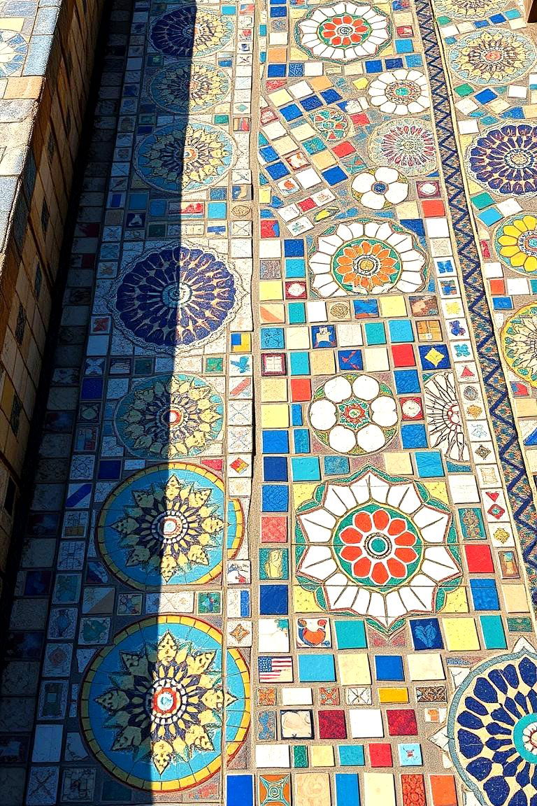Artistic Mosaic Tile Path - 24 Pool Walkway Ideas