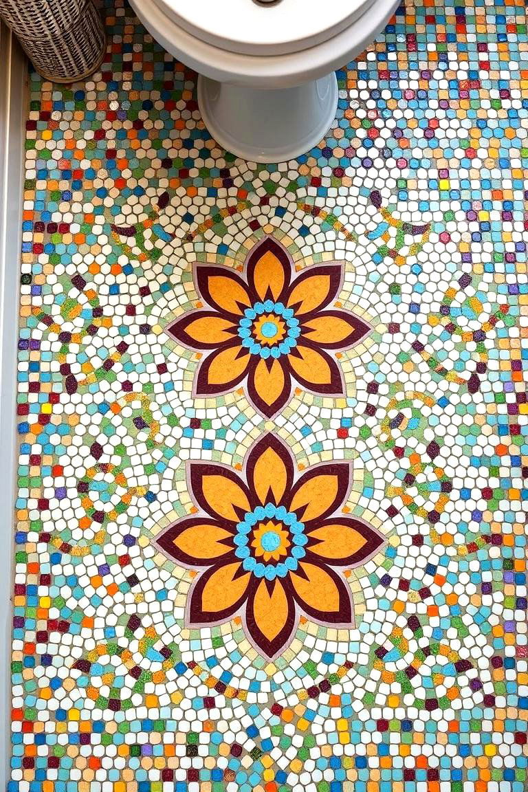 Artistic Mosaic Tile Statements - 24 Powder Room Floor Tile Ideas