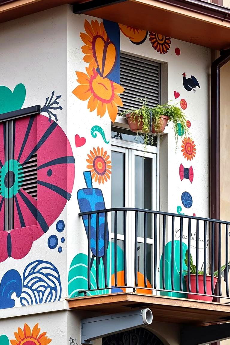 Artistic Mural Accent - 24 Small Balcony Ideas