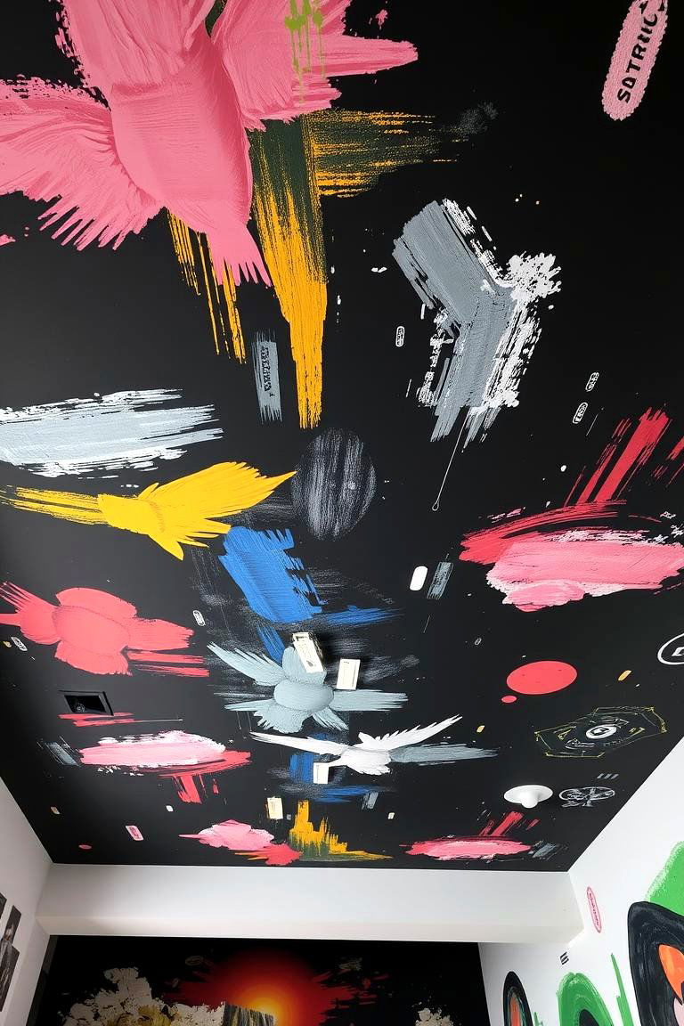 Artistic Mural Black Ceiling - 24 black ceiling ideas