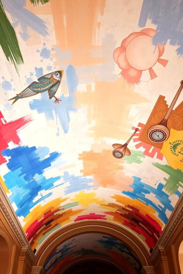 Artistic Mural Ceiling - 24 Cathedral Ceiling Ideas