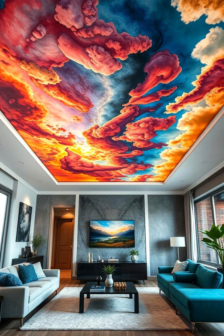Artistic Mural Ceiling - 24 Ceiling Paint Ideas