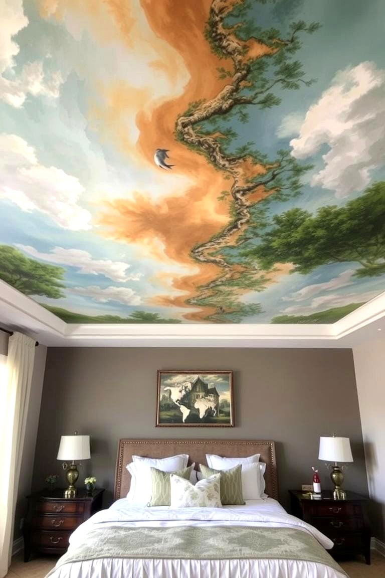 Artistic Mural Ceilings Personalize Your Space - 24 Bedroom Ceiling Ideas