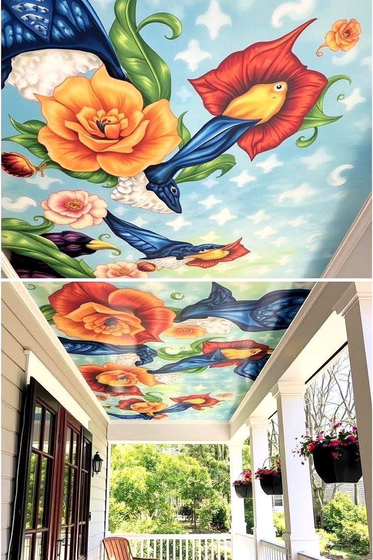 Artistic Mural Vinyl Ceiling - 24 Vinyl Porch Ceiling Ideas