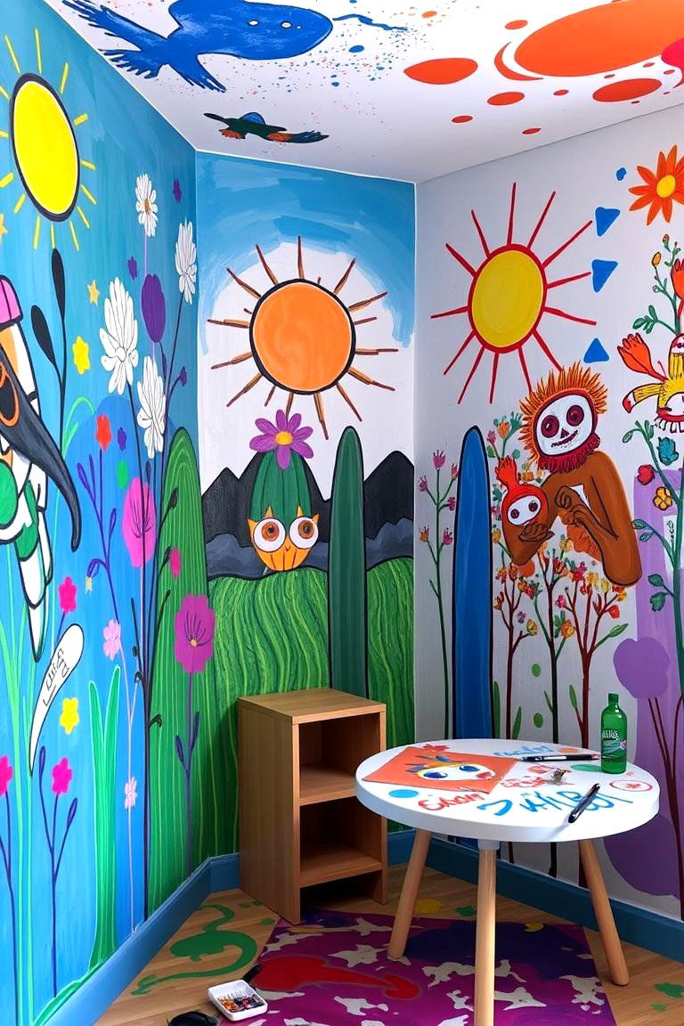 Artistic Mural and Hand Painted Walls - 24 Boho Teen Bedroom Ideas