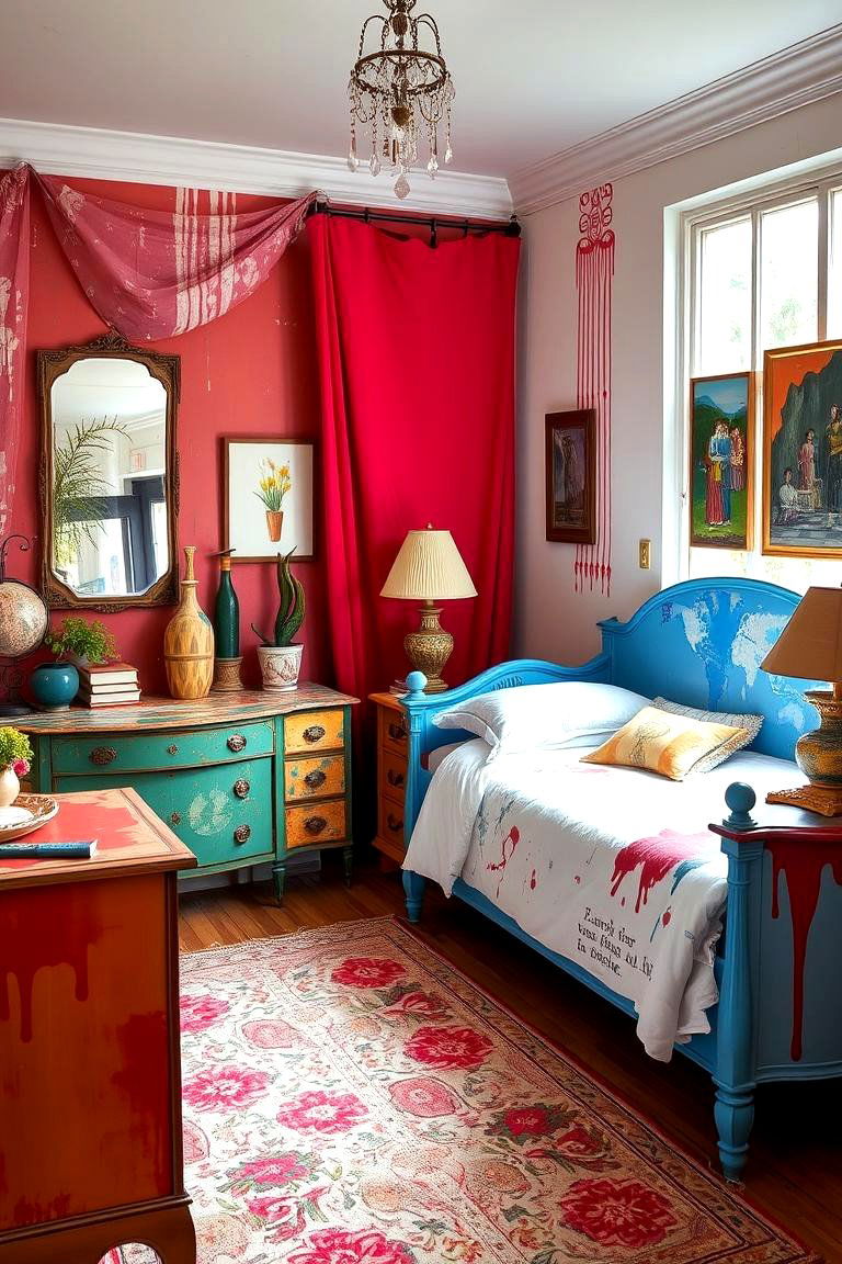 Artistic Painted Furniture - 24 Hippie Bedroom Ideas