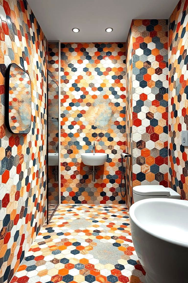 Artistic Pattern Innovations - 24 Bathrooms With Hexagon Tile Floors