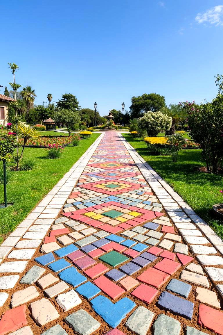 Artistic Patterned Path - 24 Cobble Stone Walkway Ideas