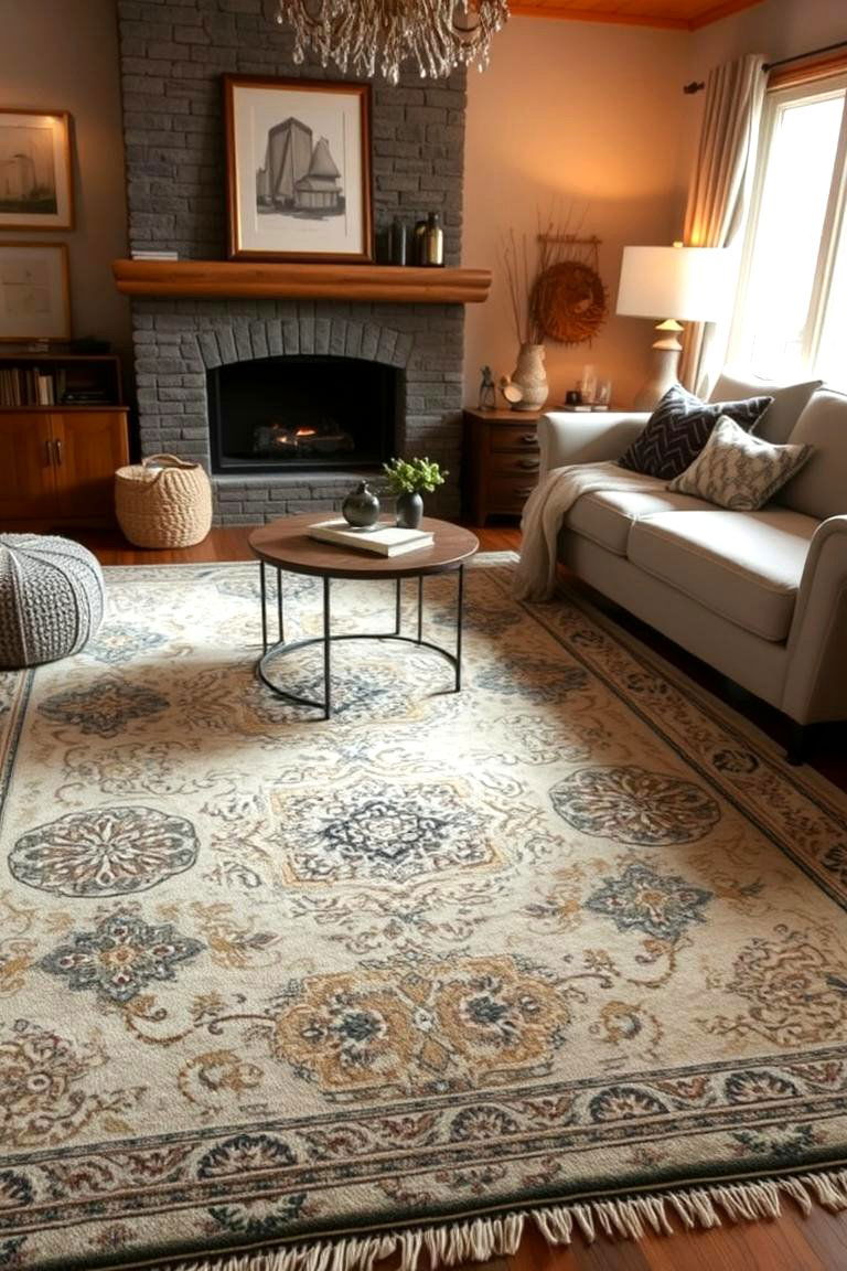 Artistic Patterned Rugs - 24 Colorful Living Room Ideas