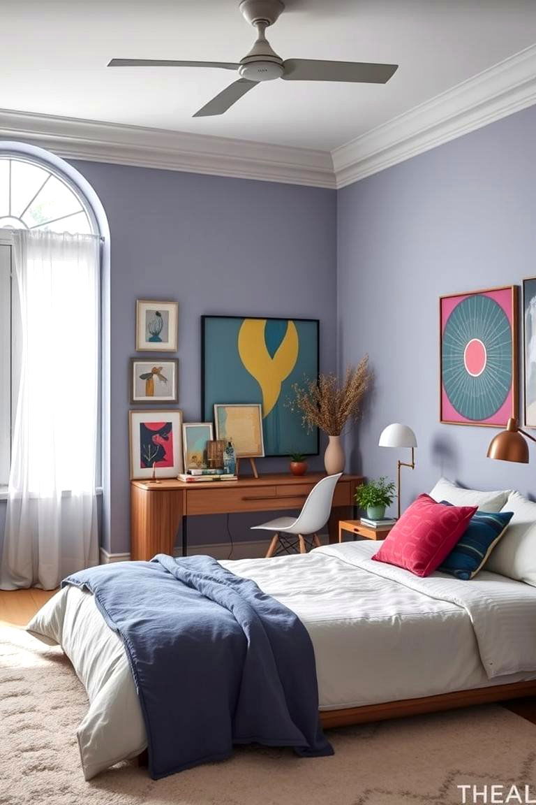 Artistic Periwinkle Decor - 24 Periwinkle Bedroom Ideas