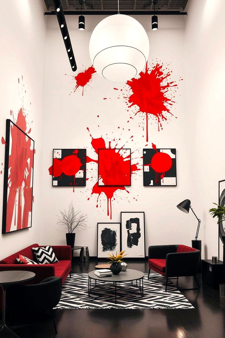 Artistic Red Expression - 24 red black and white bedroom ideas