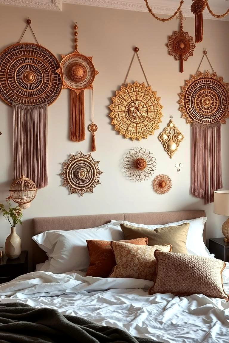 Artistic Rose Gold Wall Hangings - 24 Rose Gold Bedroom Ideas