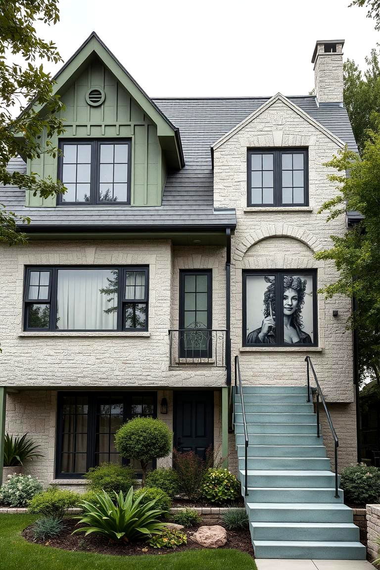 Artistic Sage Expression - 24 Sage Green House Exterior Ideas