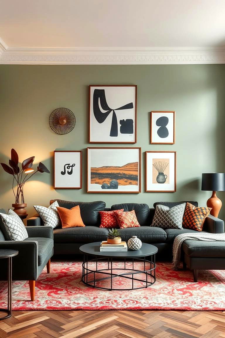 Artistic Sage Expression - 24 Sage Green Living Room Ideas