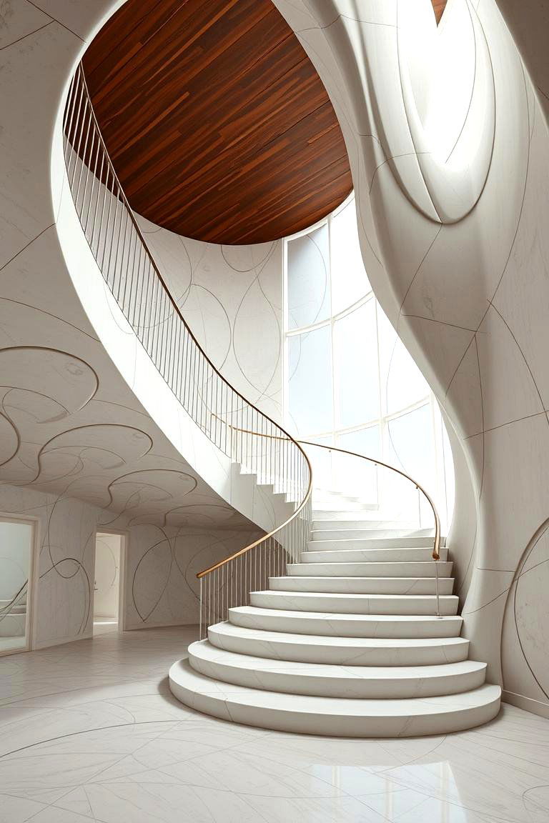 Artistic Sculptural Curved Staircase - 24 Curved Staircase Ideas