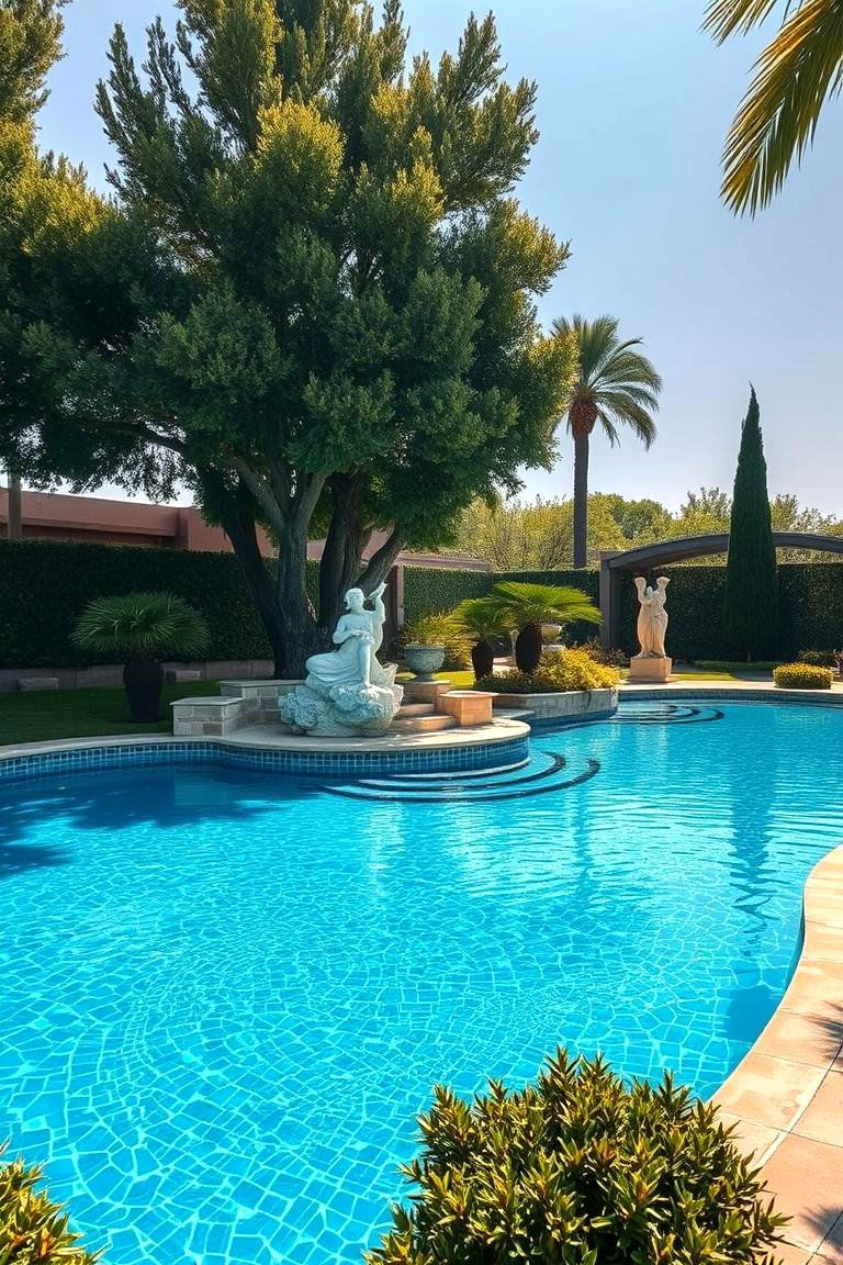 Artistic Sculptural Elements - 24 Pool Landscaping Ideas