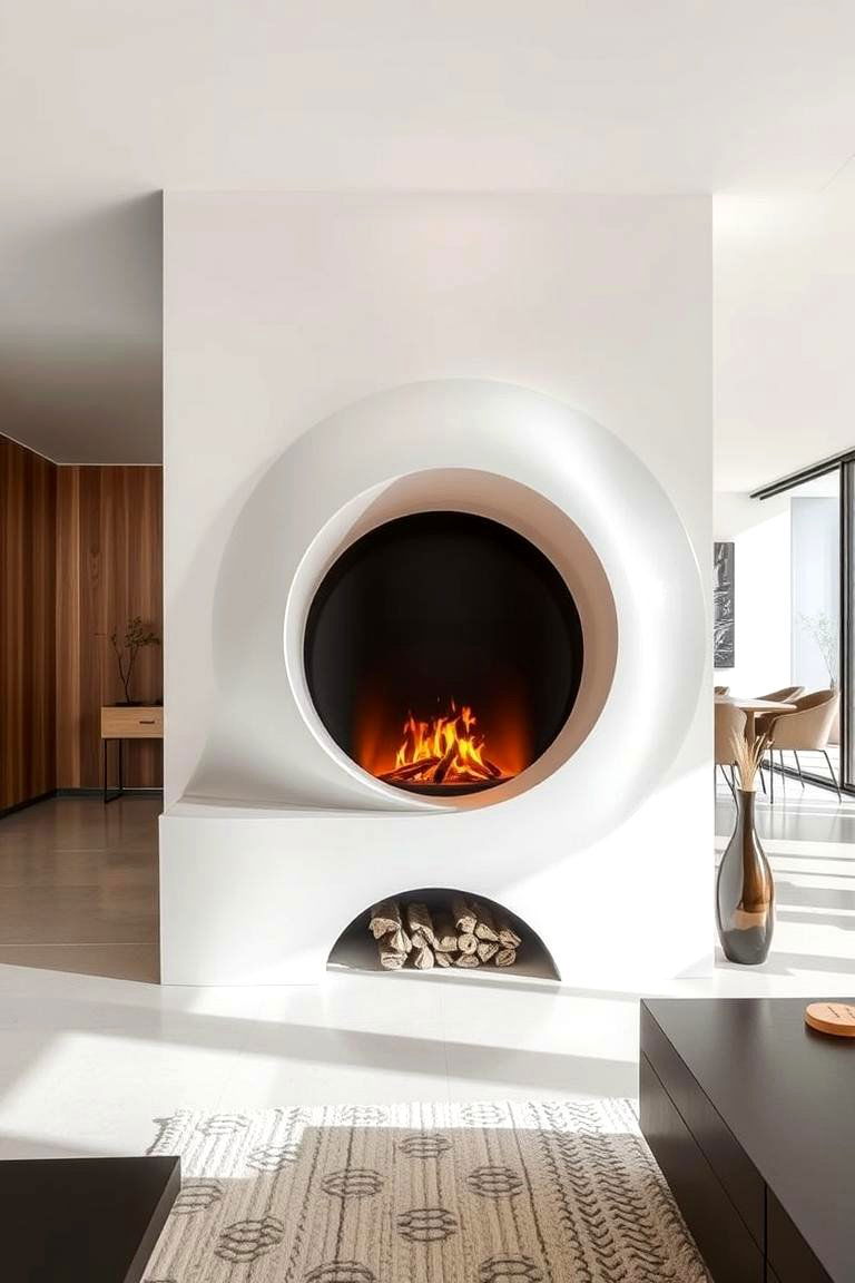 Artistic Sculptural Fireplace Design - 24 Scandinavian Fireplace Ideas