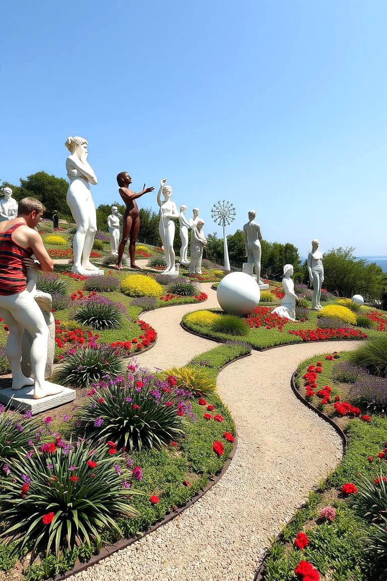Artistic Sculpture Garden - 24 Sloped Garden Ideas
